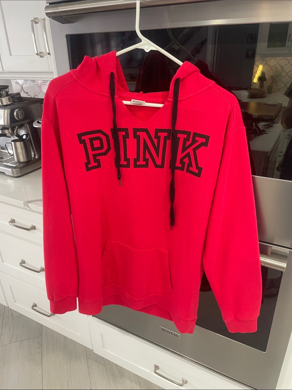 PINK Victoria's Secret Red Hoodie with Black Logo